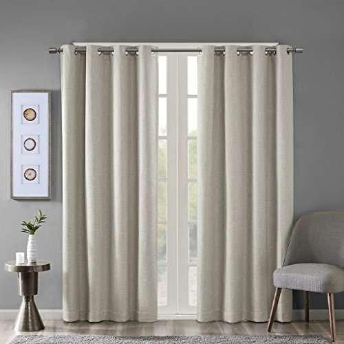 SunSmart Maya Blackout Curtain Patio Single Window, Textured Heatherd Print, Grommet Top Living Room Decor Thermal Insulated Light Blocking Drape for Bedroom and Apartments, 50x84, Taupe