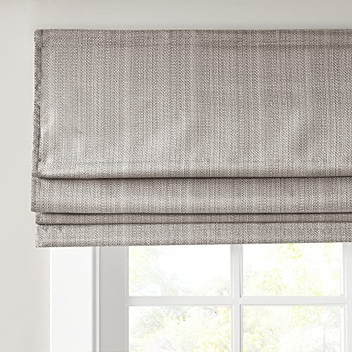 Madison Park Galen Cordless Roman Shades - Fabric Privacy Panel Darkening, Energy Efficient, Thermal Insulated Window Blind Treatment, for Bedroom, Living Room Decor, 35" x 64", Taupe