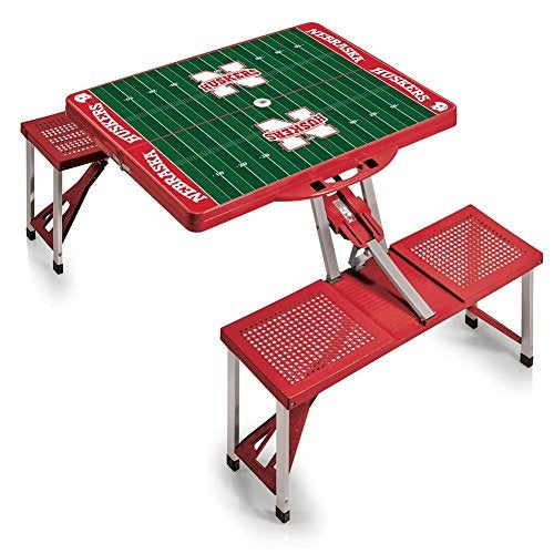 Nebraska Cornhuskers - Picnic Table Portable Folding Table with Seats, (Red)