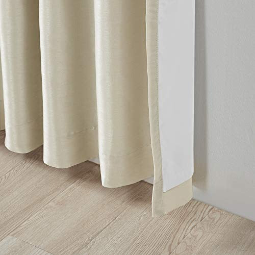 Madison Park Emilia Faux Silk Single Curtain with Privacy Lining, DIY Twist Tab Top, Window Drape for Living Room, Bedroom and Dorm, 50x84, Champagne