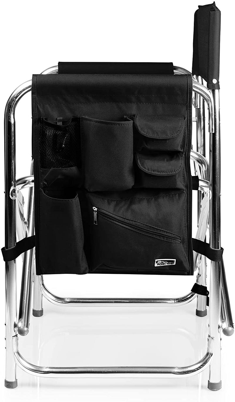 Sports Chair with Side Table - Beach Chair - Camp Chair for Adults, (Black)