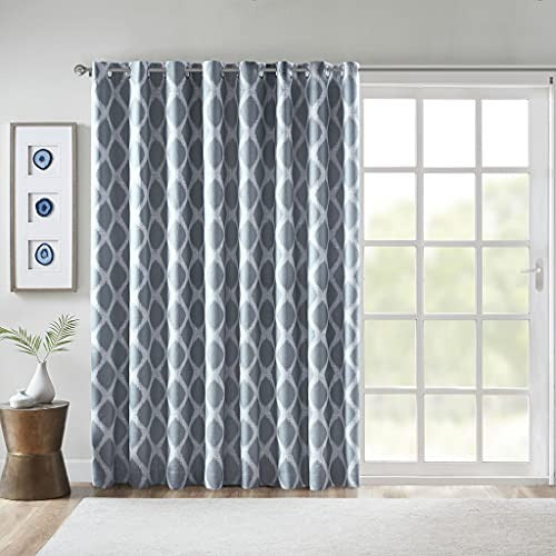SUNSMART Modern Polyester Blackout Printed Window Panel with Navy