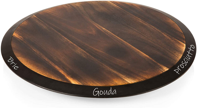 TOSCANA - a Picnic Time Brand Lazy Susan Acacia Serving Tray, 18-Inch, Natural