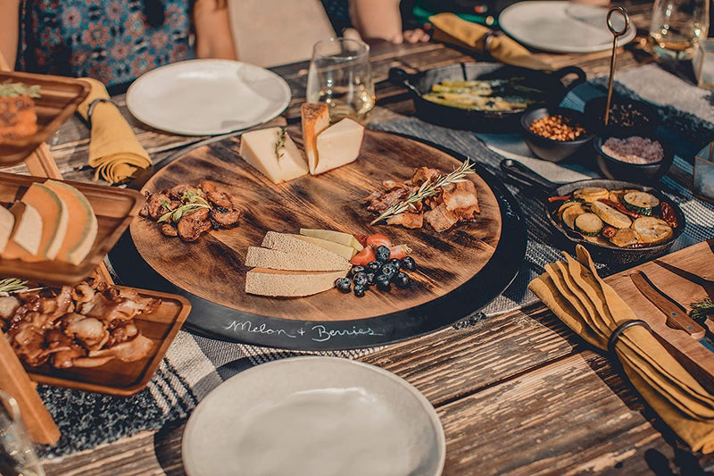 TOSCANA - a Picnic Time Brand Lazy Susan Acacia Serving Tray, 18-Inch, Natural