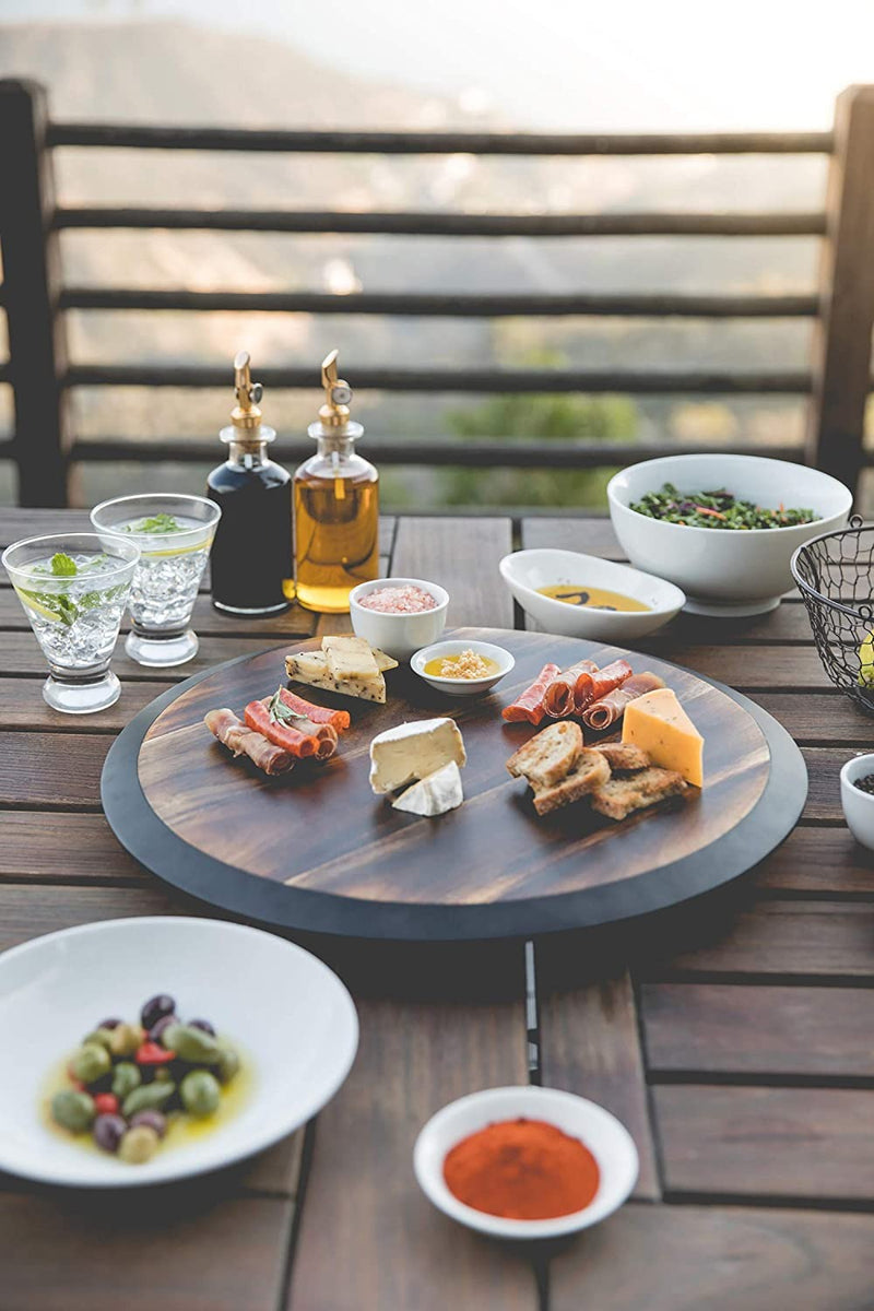 TOSCANA - a Picnic Time Brand Lazy Susan Acacia Serving Tray, 18-Inch, Natural