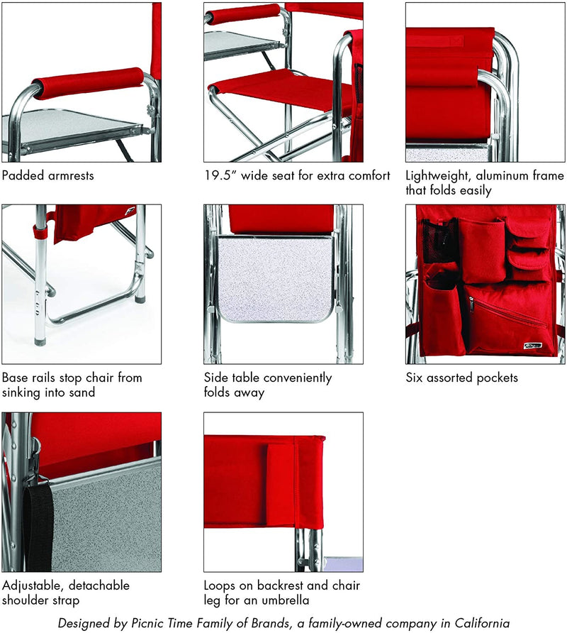 ONIVA - a Picnic Time Brand Portable Folding Sports Chair, Red