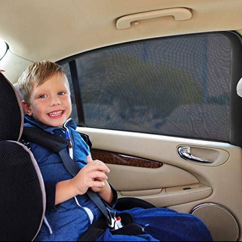 Wagan IN6008 Easy Air Auto Screen Car Side Window Sun Shade Car Rear Side Window Sunshades Breathable Mesh Baby Sun Shade Protects Kids from Sun Glare and UV Rays- 2 Pack (Large)