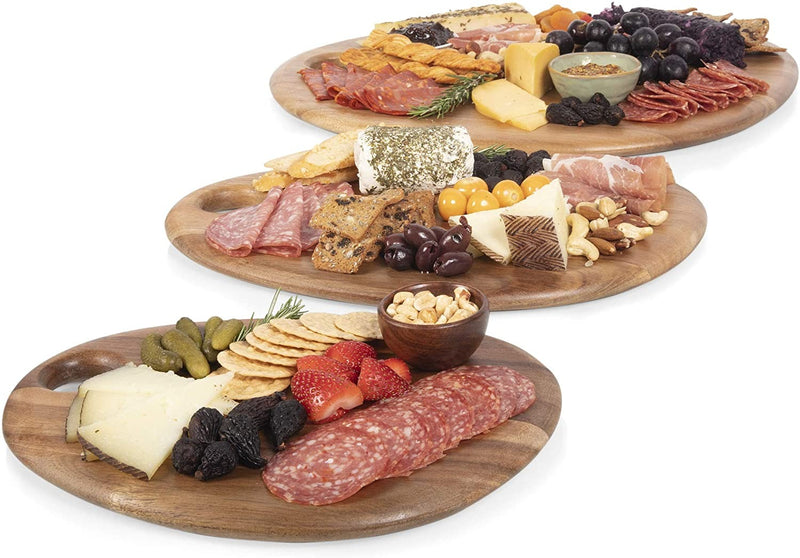 Set of 3 Pebble Shaped Acacia Serving Boards, (Acacia Wood)