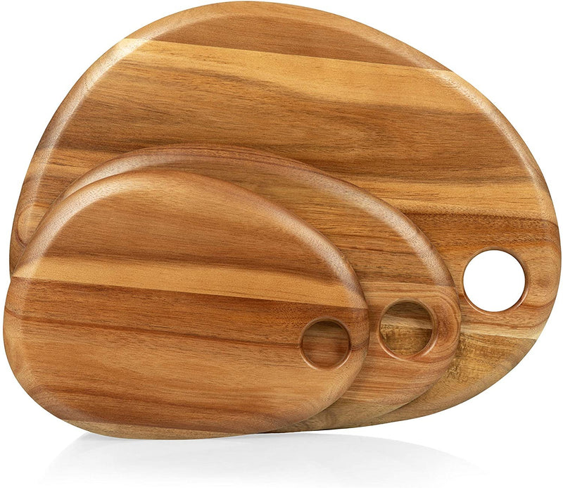 Set of 3 Pebble Shaped Acacia Serving Boards, (Acacia Wood)
