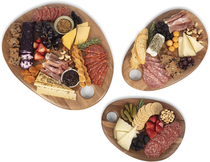 Set of 3 Pebble Shaped Acacia Serving Boards, (Acacia Wood)