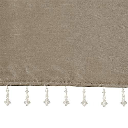 Madison Park Emilia Faux Silk Curtain with Privacy Lining, DIY Twist Tab Top, Window Drapes for Living Room, Bedroom and Dorm, 50 x 26 in, Pewter