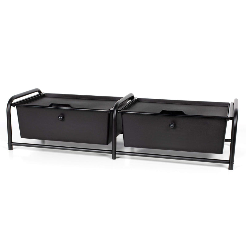 Richards Homewares Metal Frame Underbed Storage with Lids, 32.75”L x 12.2”D x 7.9”H, Requires at Least 8”H Clearance from Floor to Bed Frame, Black, 2-Drawer