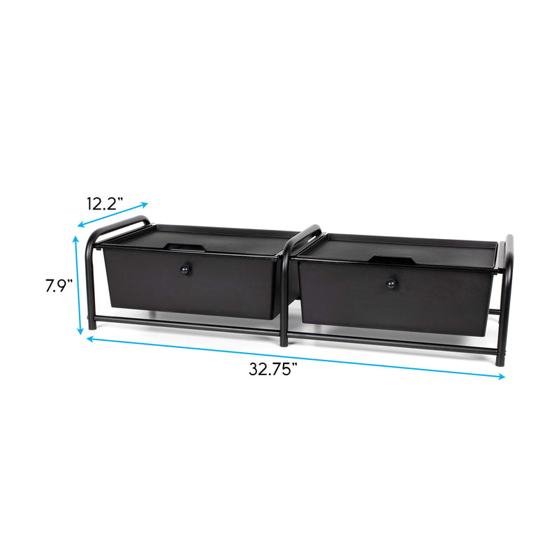 Richards Homewares Metal Frame Underbed Storage with Lids, 32.75”L x 12.2”D x 7.9”H, Requires at Least 8”H Clearance from Floor to Bed Frame, Black, 2-Drawer