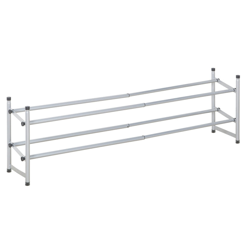 Richards Telescoping Stackable/Expandable Free Standing Shoe Rack, 2-Tier Holds Up To 10-Pair, Silver