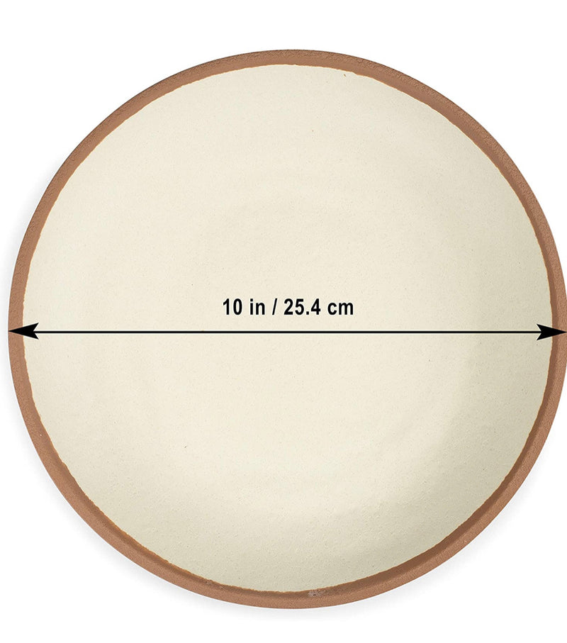 Q Squared Potter Collection Dinner Plate, Set of 4, BPA-Free Shatterproof Melamine and Bamboo, 10-Inches, Terracotta