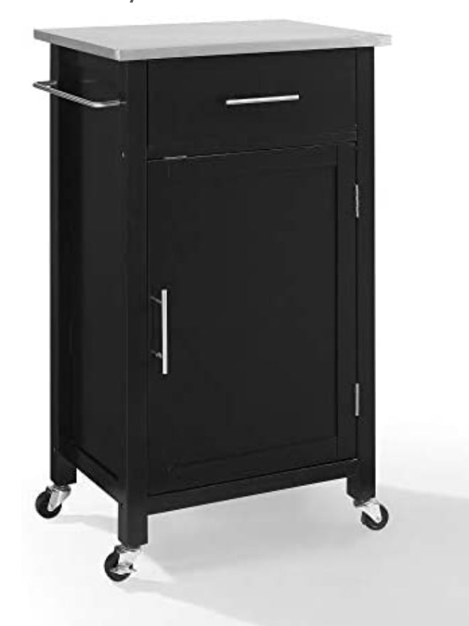 Crosley Savannah Stainless Steel Top Compact Kitchen Island/Cart Black
