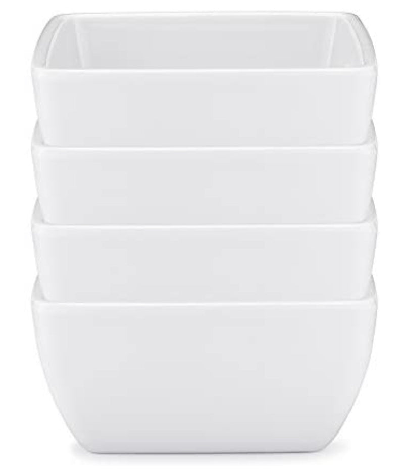 Q Squared Diamond White BPA-Free Melamine Dip Bowl, 3-1/2 Inches, Set of 4, White