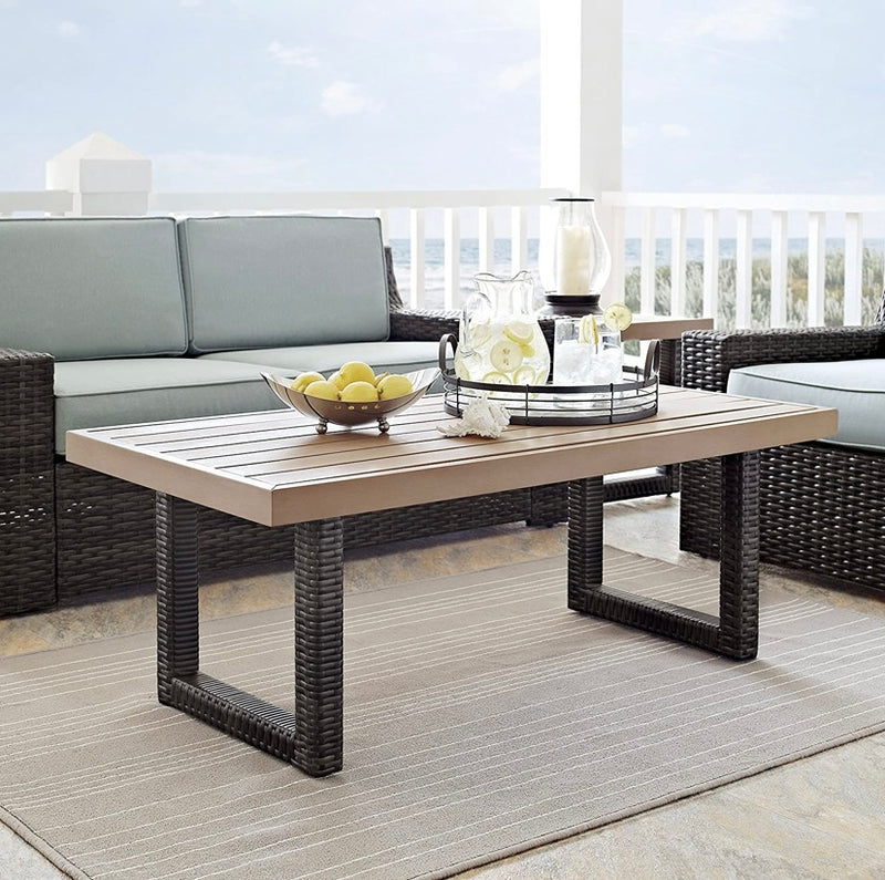 Crosley Furniture Beaufort Outdoor Wicker Coffee Table, Brown