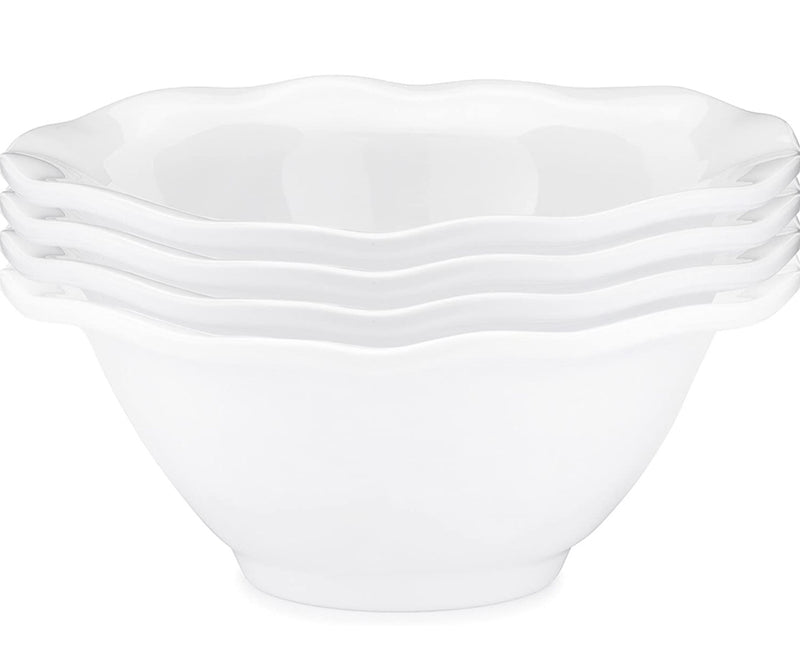 Q Squared Ruffle BPA-Free Melamine Dip Bowl, 5-Inches, Set of 4, Luxe White