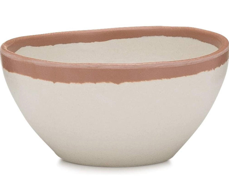 Q Squared Potter Collection Dip Bowl, Set of 4, BPA-Free Shatterproof Melamine and Bamboo, 4-Inches, Terracotta