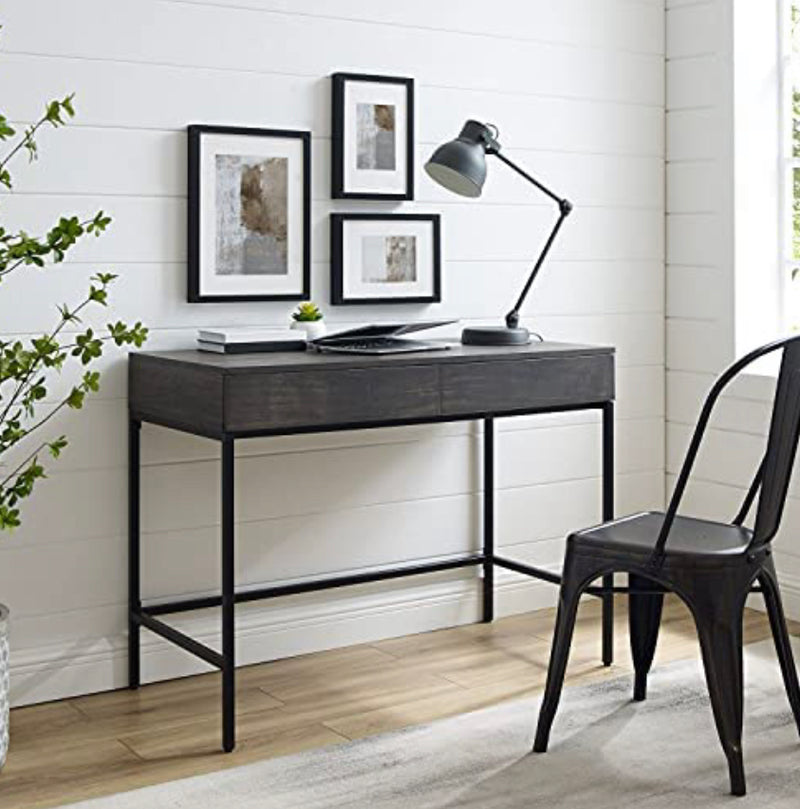 Crosley Furniture Jacobsen Adjustable Modern Wood Desk in Brown Ash/Matte Black