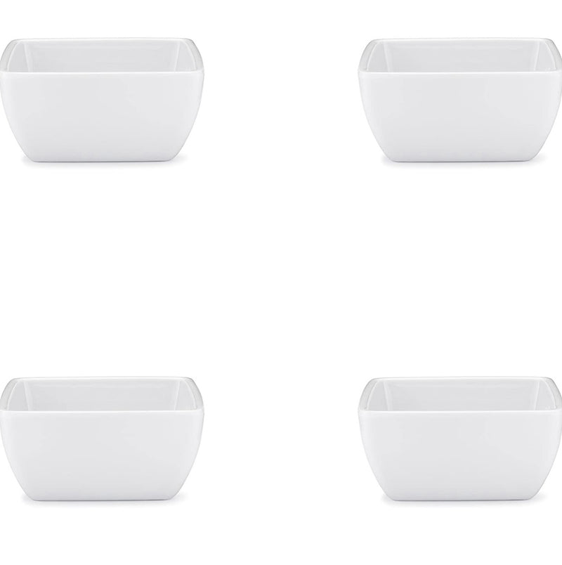 Q Squared Diamond White BPA-Free Melamine Dip Bowl, 3-1/2 Inches, Set of 4, White