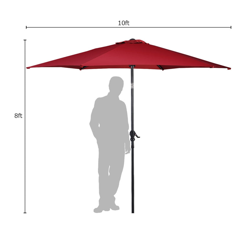 10FT Patio Market Umbrella 6 Ribs - Burgundy home-place-store.myshopify.com [HomePlace] [Home Place] [HomePlace Store]