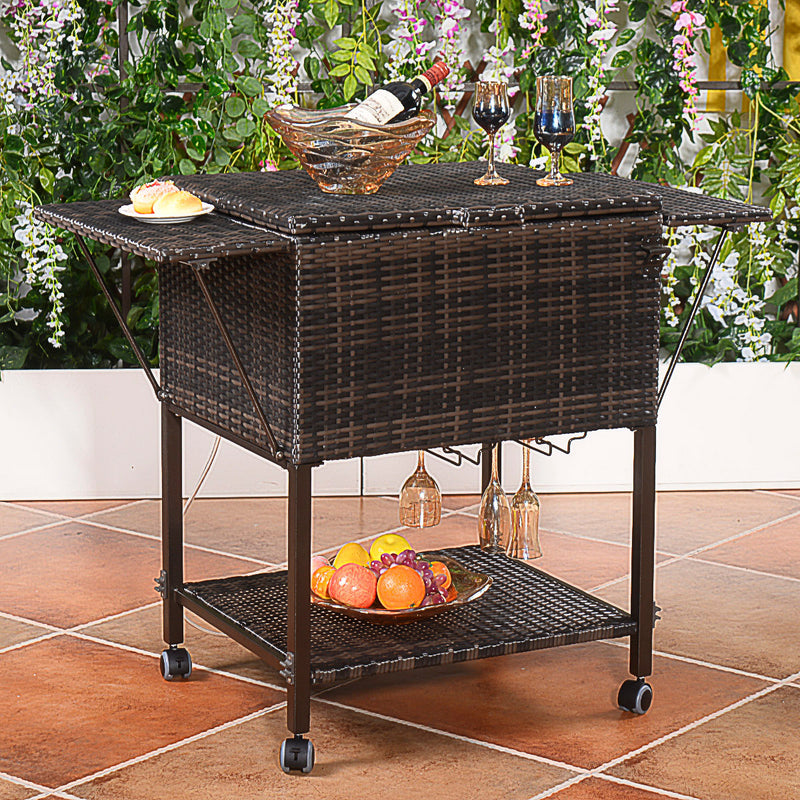 Outdoor Portable Patio Rattan Cooler Cart home-place-store.myshopify.com [HomePlace] [Home Place] [HomePlace Store]