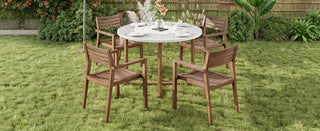 Acacia Wood Outdoor Dining Set with 47.2" Round Table - Natural