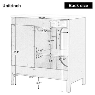 30" Bathroom Vanity with Sink, Bathroom Vanity Cabinet with Two Drawers and Door, Adjustable Shelf, Solid Wood and MDF, Black