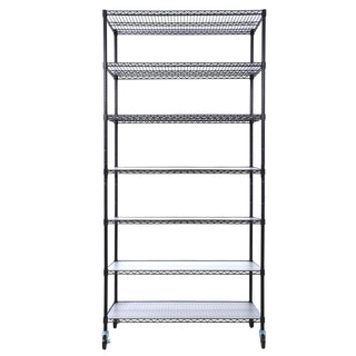 7 Tier Metal Storage Shelf with Adjustable Wire Shelving - Black, White or Pearl Silver