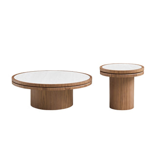 Walnut Coffee Table with Sintered Stone Top - 35.43 Inch