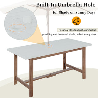 5-Piece Acacia Wood Outdoor Dining Set with Umbrella Hole
