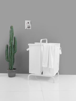 2-Tier Laundry Hamper with 110L Capacity - White or Black