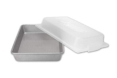 USA Pan 1117RCLD-ST-1 Bakeware Nonstick Rectangular Pan with Lid, 9x13-Inches,White
