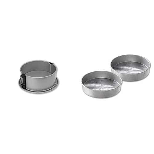USA Pan Leak-Proof Nonstick Commercial Springform Pan, 9-Inch Bakeware Round Cake Pan, 9 inch, Nonstick & Quick Release Coating, Made in the USA from Aluminized Steel, Set of 2 Bundle