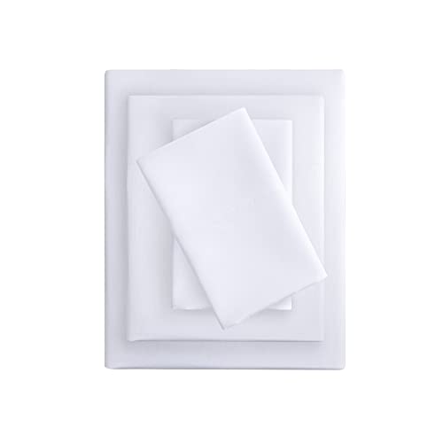 Intelligent Design Microfiber Bed Sheet Set Wrinkle Resistant, Soft Sheets with 12" Pocket, Modern, All Season, Cozy Bedding-Set, Matching Pillow Case, King, White, 4 Piece