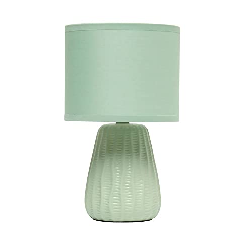 Simple Designs LT1138-SGE 11.02" Traditional Mini Modern Ceramic Texture Pastel Accent Bedside Table Desk Lamp w Matching Fabric Shade for Decor,Bedroom, Nightstand, Living Room, Entryway, Sage Green