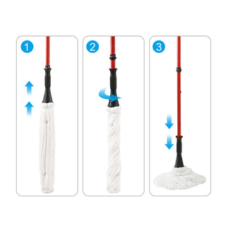 Ultra Fine Fiber Twist Mop with 57.1-Inch Handle - Red