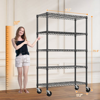 5-Shelf Heavy Duty Metal Storage Shelving Unit with Adjustable Shelves - Carbon Steel