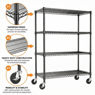 2640 LBS Industrial Metal 4 Tier Shelving Unit with Heavy Duty Construction