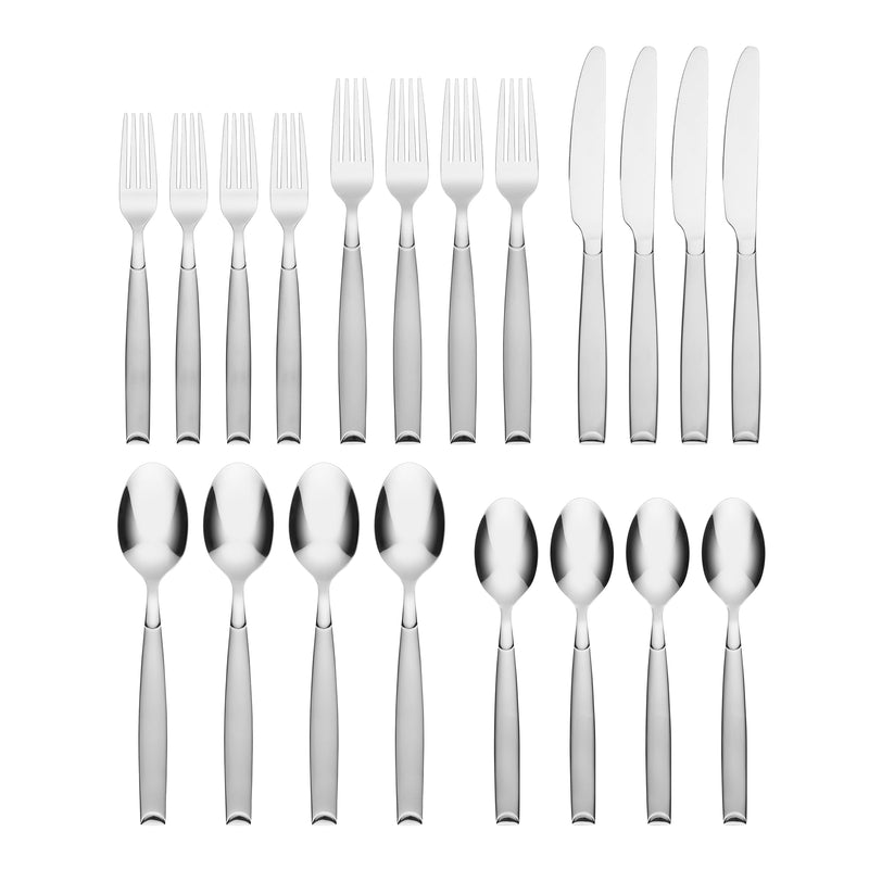 Cambridge Silversmiths Kiona Frost 20-Piece Flatware Silverware Set, Stainless Steel, Service for 4, Includes Forks/Spoons/Knives