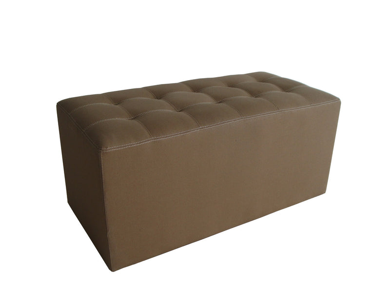 Home Outfitters 15" Tan Upholstered Faux Leather Bench