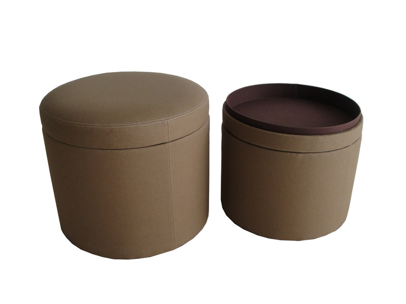 Home Outfitters 1" Tan Faux Leather Round Storage