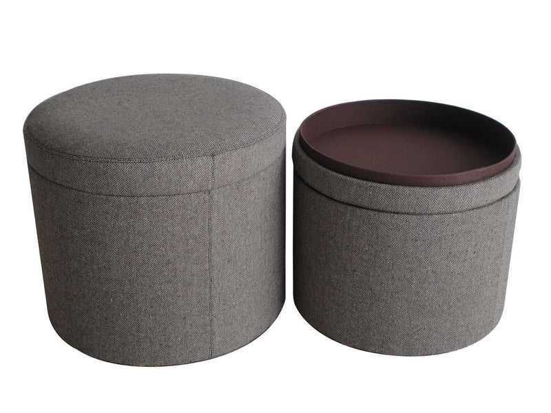 Home Outfitters 1" Gray Faux Leather Round Storage