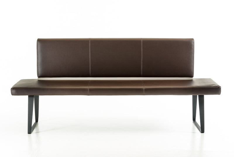 Home Outfitters 79" Brown and Black Upholstered Faux Leather Bench