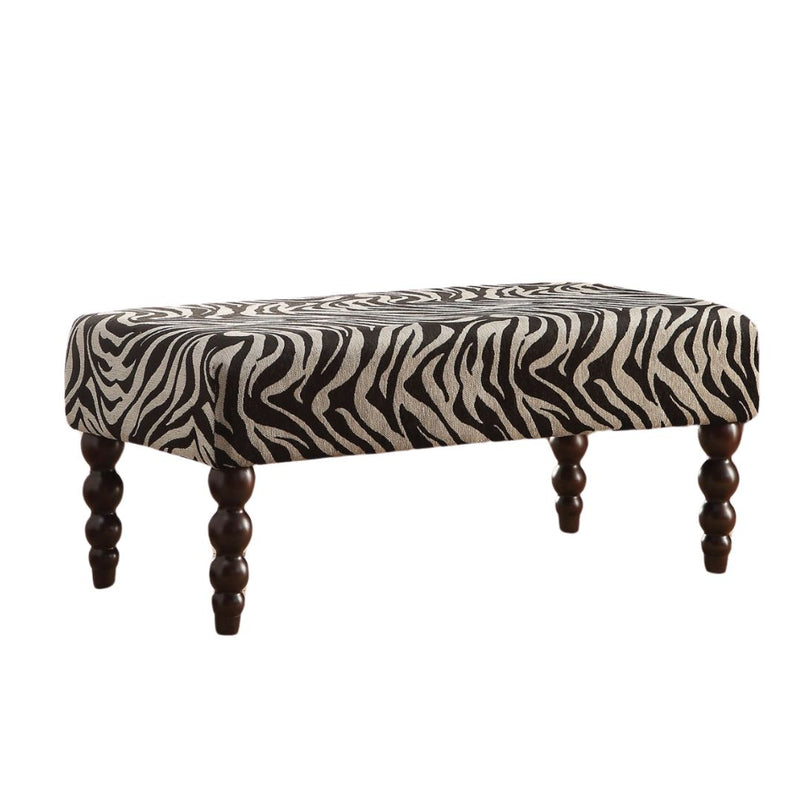 Home Outfitters 40" Black and White and Brown Upholstered Linen Animal Print Bench