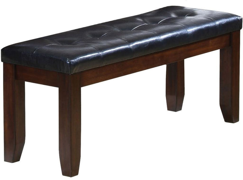 Home Outfitters 48" Black and Espresso Upholstered Faux Leather Bench