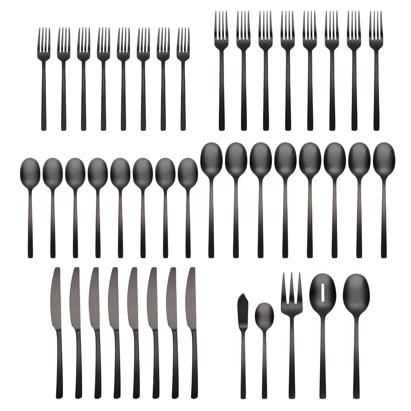 Cambridge Silversmiths 45 - Piece Beacon Satin Flatware Set - (Black)