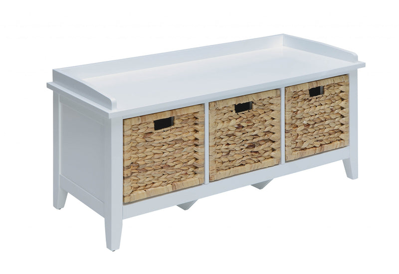 Home Outfitters 43" White Bench with Drawers